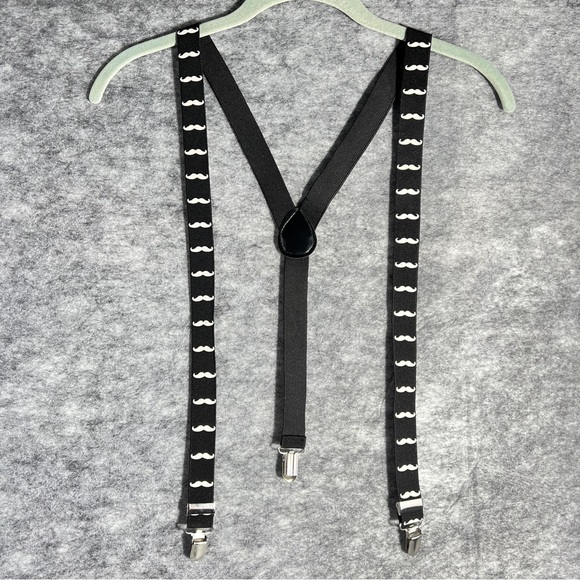 “I Moustache You” Suspenders “Y” Style Swag 1” Wide Clip-On Fun Unisex Stretch - Picture 8 of 14